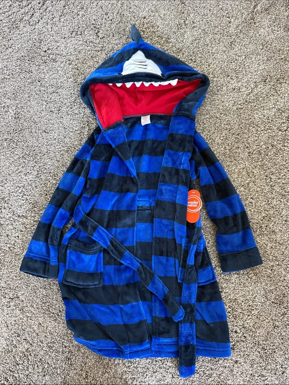 wonder nation Red and Blue Plush Hooded Kids Robe NWT Sz 8
